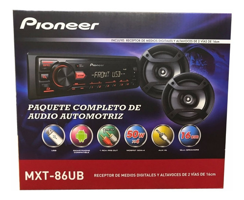 Combo Pioneer Mxt 86ub Radio Usb/aux/sin Cd + Parlante 6