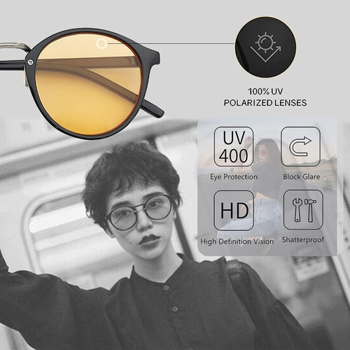 Clape Gafas De Sol Polarizadas Redondas Estilo Novio Para Mu