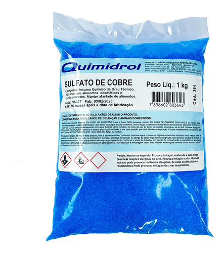 Sulfato De Cobre 1kg Puro 98,23%