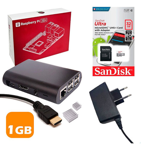 Kit Raspberry Pi 3 B+ Case Dissipadores Fonte Hdmi 32gb