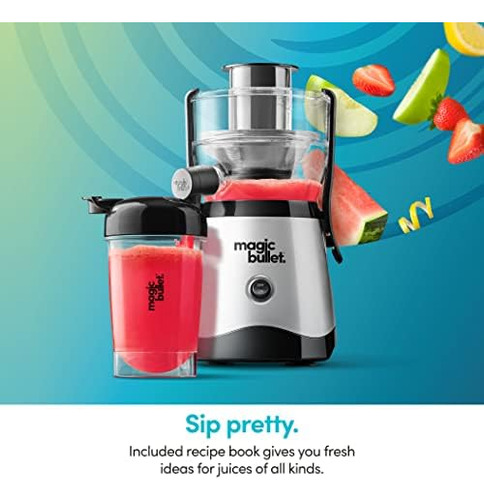 Mini Exprimidor Magic Bullet Con Taza, Negro Y Plateado
