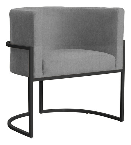 Poltrona Decorativa Luana Base Em Metal Preta Suede Cores Cor Cinza
