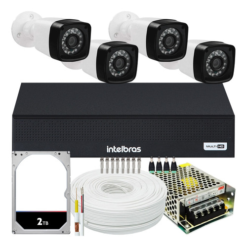 Kit Cftv 4 Câmeras Segurança Full Hd Dvr Intelbras 8ch 2tb