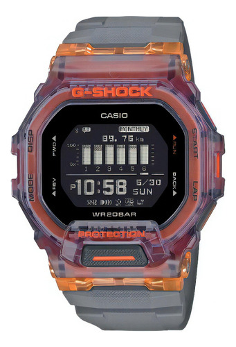 Reloj Casio G-shock Gbd-200sm-1a5dr Color de la correa Gris Color del bisel Naranjado Color del fondo Negro