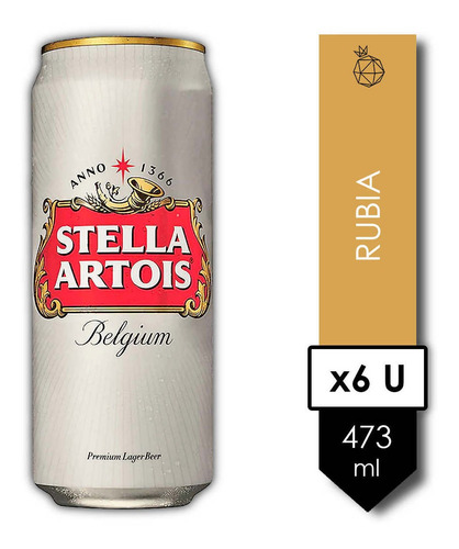 Imagen 1 de 9 de Stella Artois . Cerveza . 473ml X 6 - Tomate Algo® -