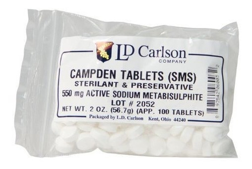 Campden Tablets (metabisulfito De Sodio) - 2 Oz (100