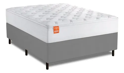 Cama Box Casal Molas ​Ensacadas Real Branco / Cinza Inducol