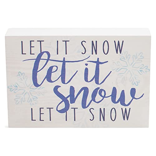 Let It Snow Winter White 5 X 3.5 Pine Wood Christmas De...