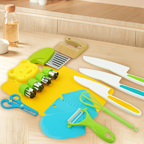 Utensilios De Cocina Para Niños Montessori 17 Pz 680-17 Color Verde