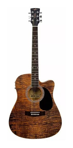 Violão Elétrico Folk Cutaway Vogga Vck370 Mf Aço Com Afinador E Tensor Bi-direcional