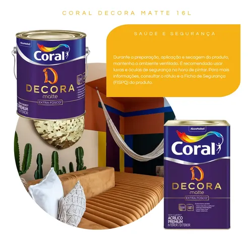 Coral Decora Matte 3,2l Premium Fosco Escolha Sua Cor | Parcelamento ...