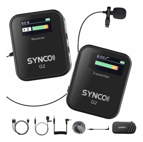 Microfone Digital Sem Fio Compacto Synco Wair G2a1 + Case Cor Preto