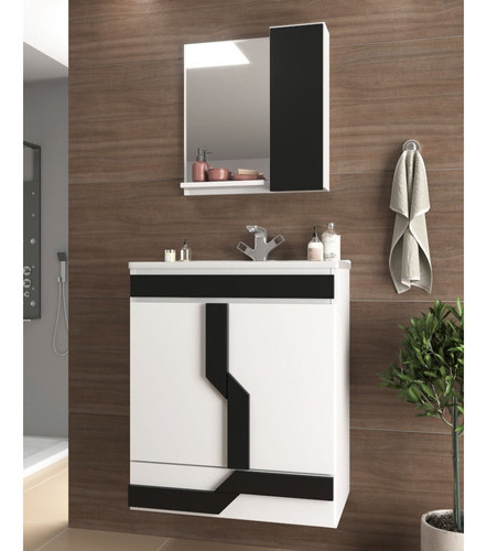 Mueble De Baño Suspendido Puerta Y Botiquin Bacha Y Espejo Mdf Muebles Web