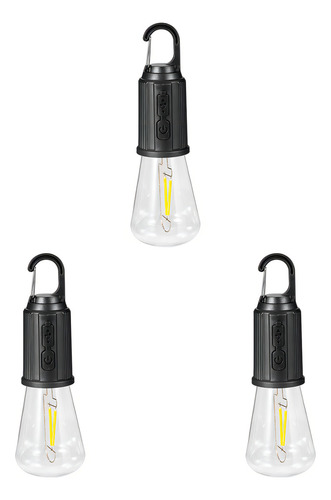 Lámpara De Camping Led Portátil De 54 Mm, 600 Mah, 3 Piezas Color Negro