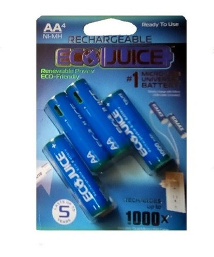 Imagen 3 de 3 de Pilas Baterias Aa Recargables Micro Usb 4 Unidades Tienda