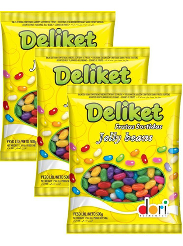 Bala Dori Deliket Frutas Sortidas Jelly Beans 500g