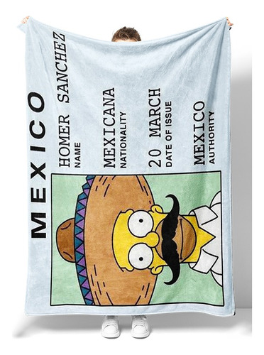 Manta Frazada Decorativa 150x110cm Homero Simpson Suave 