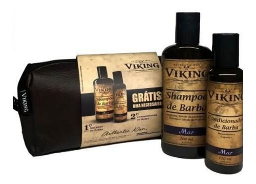 Kit Necessaire Shampoo E Condicionador De Barba Mar Viking