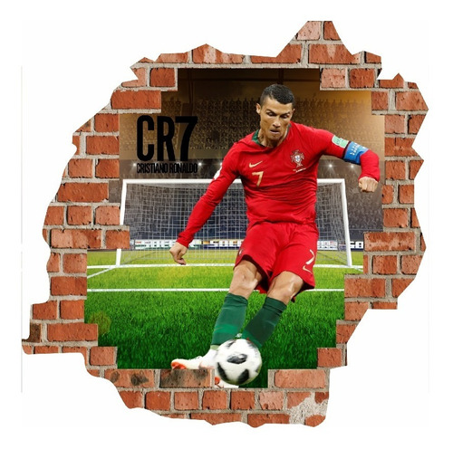 Oferta Vinilo Efecto 3d Pared Rota Cristiano Ronaldo 50x50cm