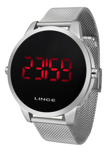 Relógio Masculino Lince Digital Aço Prata 50m - Novo