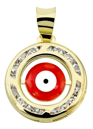 Dije Medalla Ojo Turco Oro 10k Sólido