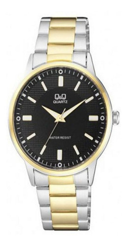Reloj Q&q Hombre Q968j402 Negro Dorad Acero 100% Original 