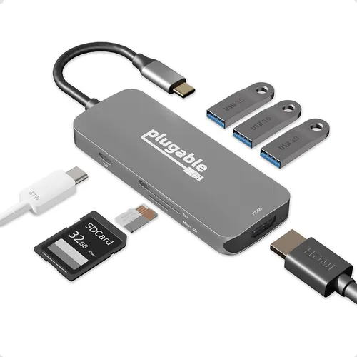 Hub Usb-c Enchufable 7 En 1, Hub Usb C Sin Controlador Compa