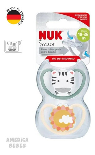Set De 2 Chup. Space 18-36 Meses Cebra/sol Nuk Gris +18 Meses