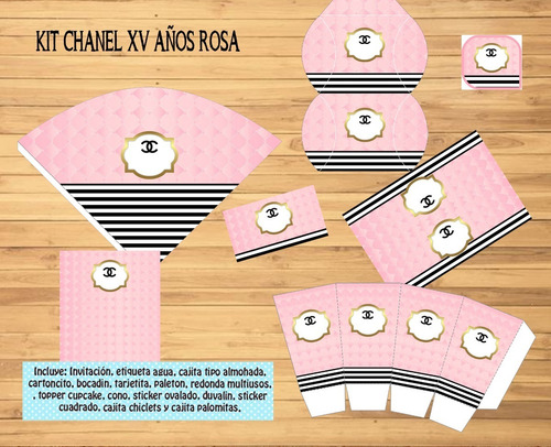 Kit Imprimible Xv Años Chanel Candy Bar Editable