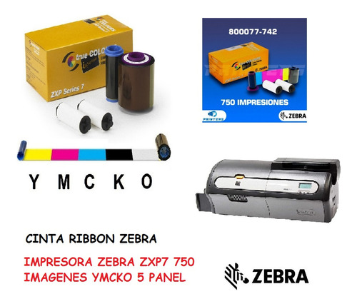 Cinta Impresora Pvc  Zebra Zxp 7  Color 750 Impresiones