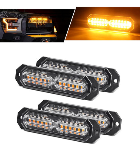 Luces Led De Parrilla Para Camiones, 12 Led Ámbar, L 4294404