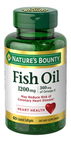Imagen 1 de 1 de Suplemento en cápsulas Nature's Bounty  Fish Oil omega 3 en pote 60 un