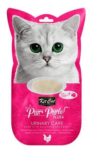 Kit Cat Plus Snack Cuidado Urinario Pollo, 4 Sachet 15g C/u