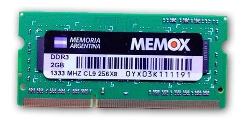 Memoria Ddr3 Sodimm 1333 Mhz 2gb Memox Para Notebooks