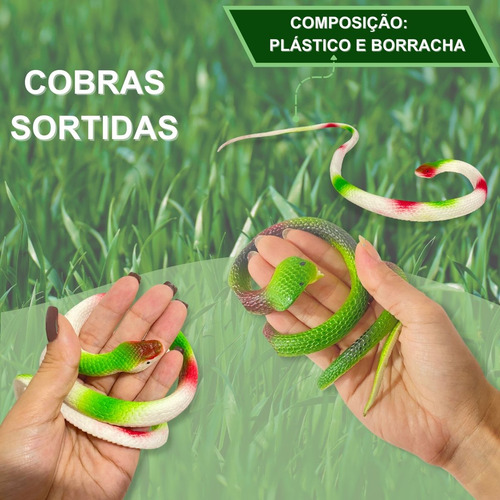 Kit 4 Cobra De Borracha Realista Brinquedo Pegadinha Susto