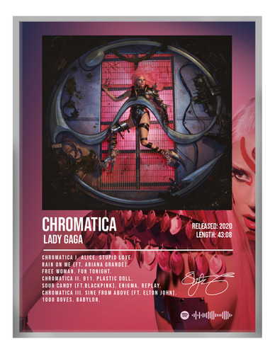 Poster Lady Gaga Chromatica Album Music Firma 80x40