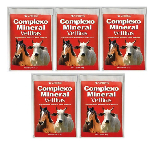 Kit C/05 - Complexo Mineral 1 Kg - Vetbras Bovino E Cavalos