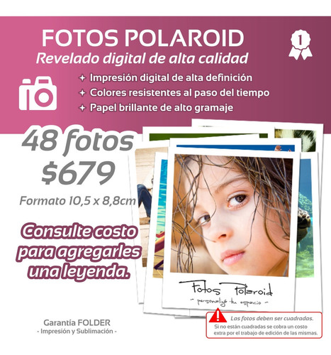 Fotos Polaroid - Revelado Digital - 48 Fotos - Decoración