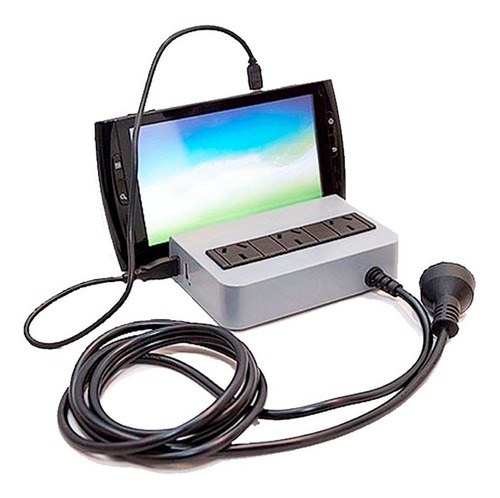 Imagen 3 de 4 de Protector De Tension Atomlux R2200 Estacion De Carga Usb Pc