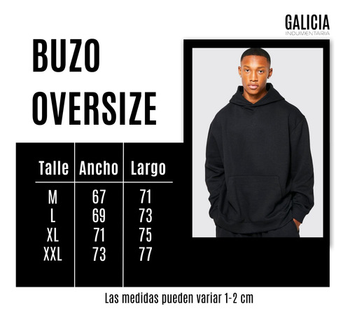 Buzo Canguro Oversize Premium Algodon Hombre