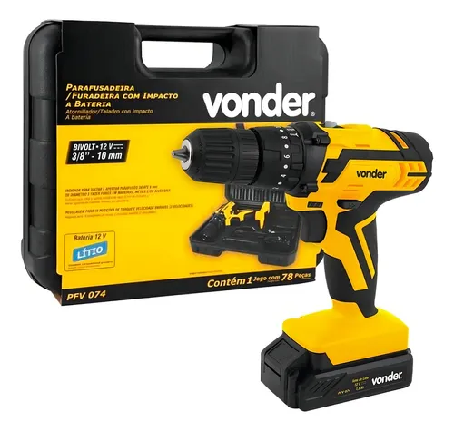 Parafusadeira/furadeira de Impacto a Bateria 12V Pfv 074 Vonder 5...