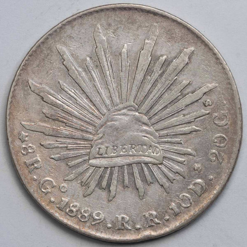 Aaaa 1889 8 Reales Go Rara Moneda Mexicana Peso Au Plata Cf4