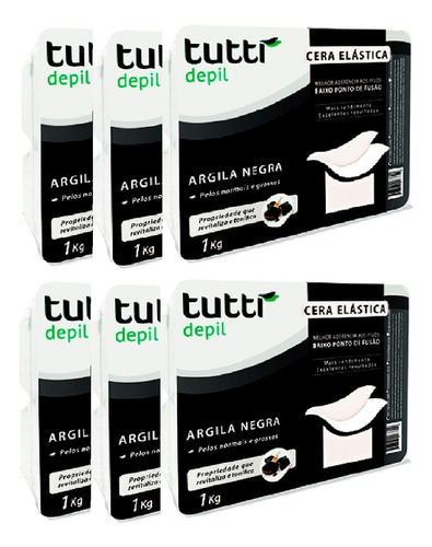 Kit Com 6 Ceras Elástica Tutti Depil Negra 01kg