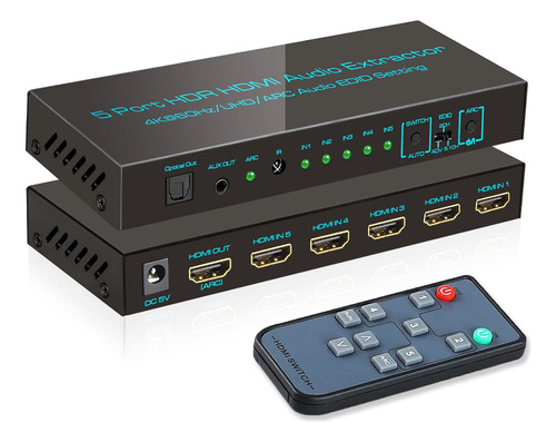 (nueva Versin) Skycrophd 5 Puertos 4k Hdmi Switch Con Salida