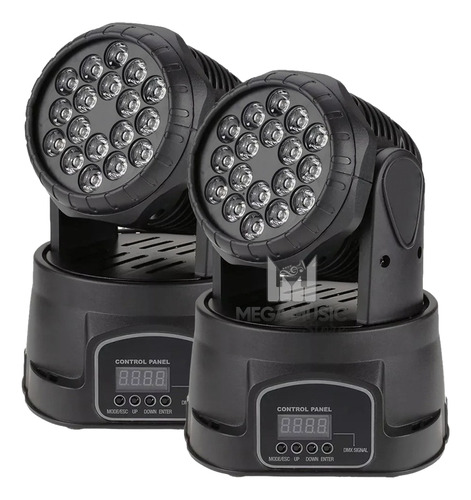 2 Mini Moving Head Wash 18 Quadrileds Rgbw Iluminação Dj