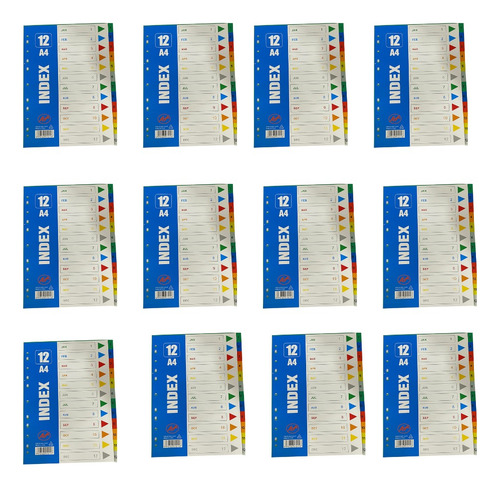 Set 12 Separador Divisor De Hoja Carpeta A4