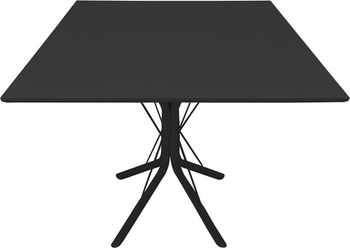 Mesa Jantar 70cm Quadrada Mdf Base Ana Metal 4 Apoio Nc Cor da tampa Preto Cor dos pés Preto