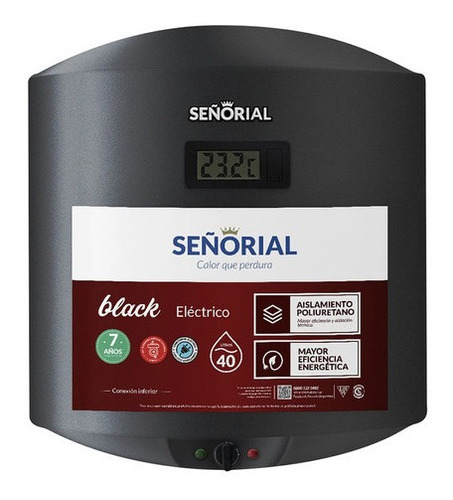 Termotanque Señorial 40 Litros Electrico Black 2.0