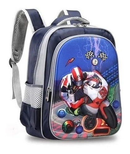 Mochila Auto Carrera Semi Rigida 3d Jardin Infantil Nene