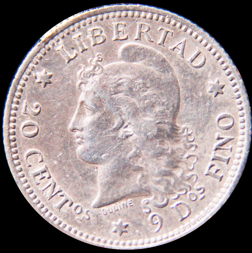 Mg* Argentina 1883 Moneda 20 Centavos De Plata 3 Sobre 3